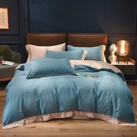 evich silk ocean blue bedding sets for 3pcs with zipper pillowcase single queen size spring autumn bedclothes home textile