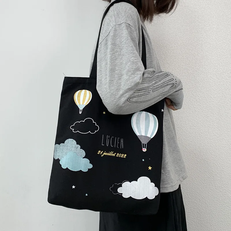 

Canvas Women's Shoulder Shopper Bag Fashion Cotton Cartoon Print Eco Shopping Ladies Hand Bags Tote Bag for Women 2022 Aesthetic