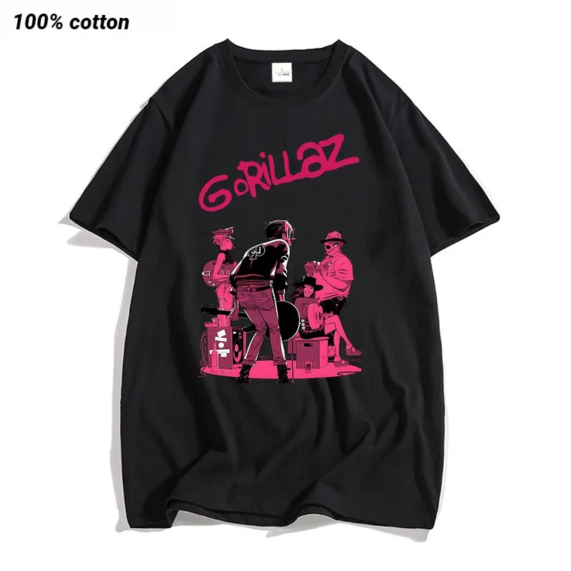 

New Album T-shirt Gorillaz Summer Rock Band Gorillazs Tshirt Hip-Hop Fashion Rap Music Tee Oversize Shirt