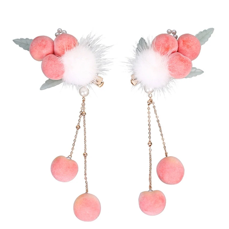

2 Pcs Vintage Furry Ball Tassel Hairgrips For Baby Girls Women Pearls Hair Clips Lovely Fashion Hair Accessories