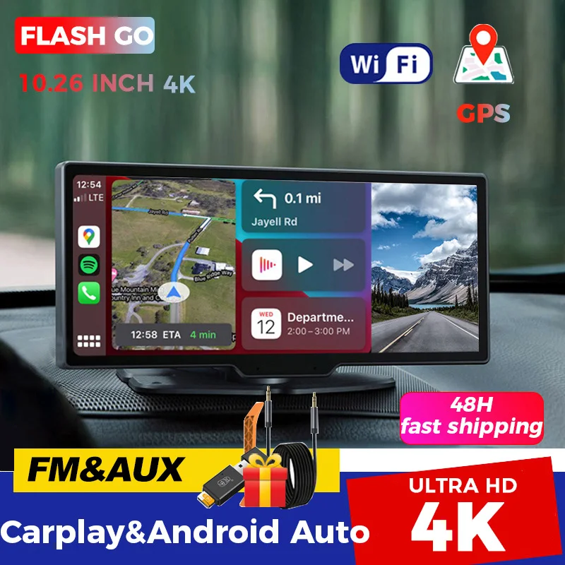 4K WiFi GPS 10.26 inch Video Recorder Car Mirror Rearview Camera Carplay&Android Auto Wireless AUX Wired Navi Bluetooth DVRs 4K WiFi GPS 10.26 inch Video Recorder Car Mirror Rearview Camera Carplay&Android Auto Wireless AUX Wired Navi Bluetooth DVRs