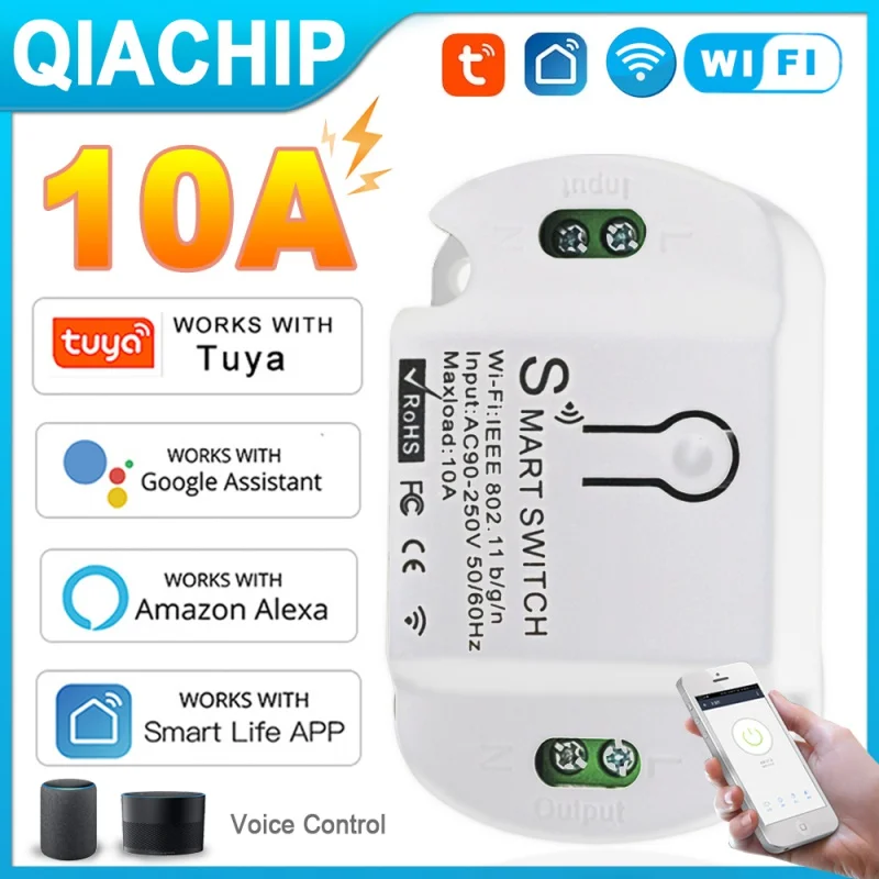 

Wifi Mini Smart Switch 10A DIY Light Smart Home TUYA Smart Life APP Wireless Remote Control Works with Alexa Google Home