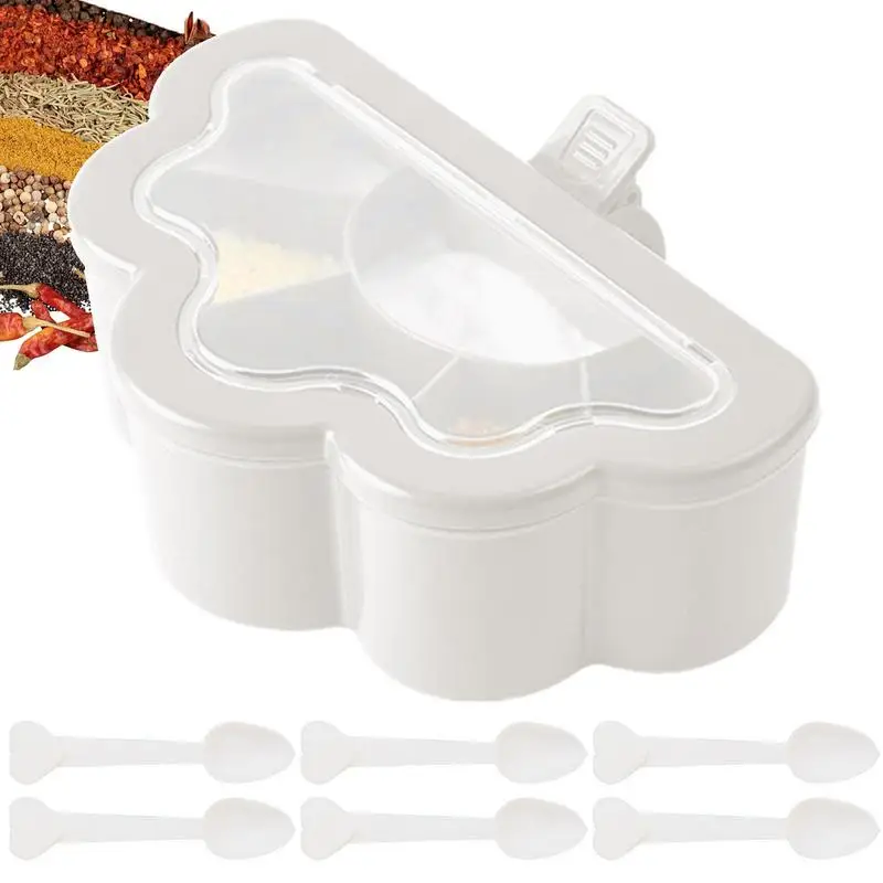

Spice Containers With Spoon Salt Container With Lid And Spoon Salt Shaker Anti-skid For Spices Black Pepper Sesame Salt Sugar