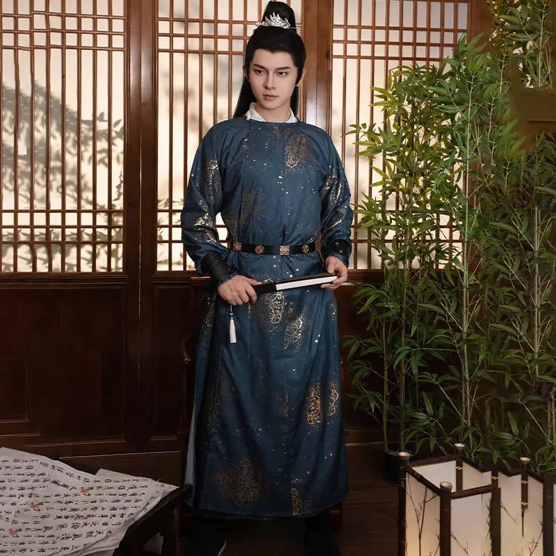 Оригинальный позолоченный халат ханьфу с круглым вырезом произведенный в