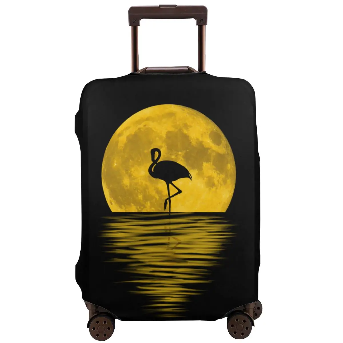 

Flamingo Moon Reflection Travel Luggage Protective Case Washable Suitcase Luggage Cover Thick Durable Cover Protector For 18'-32