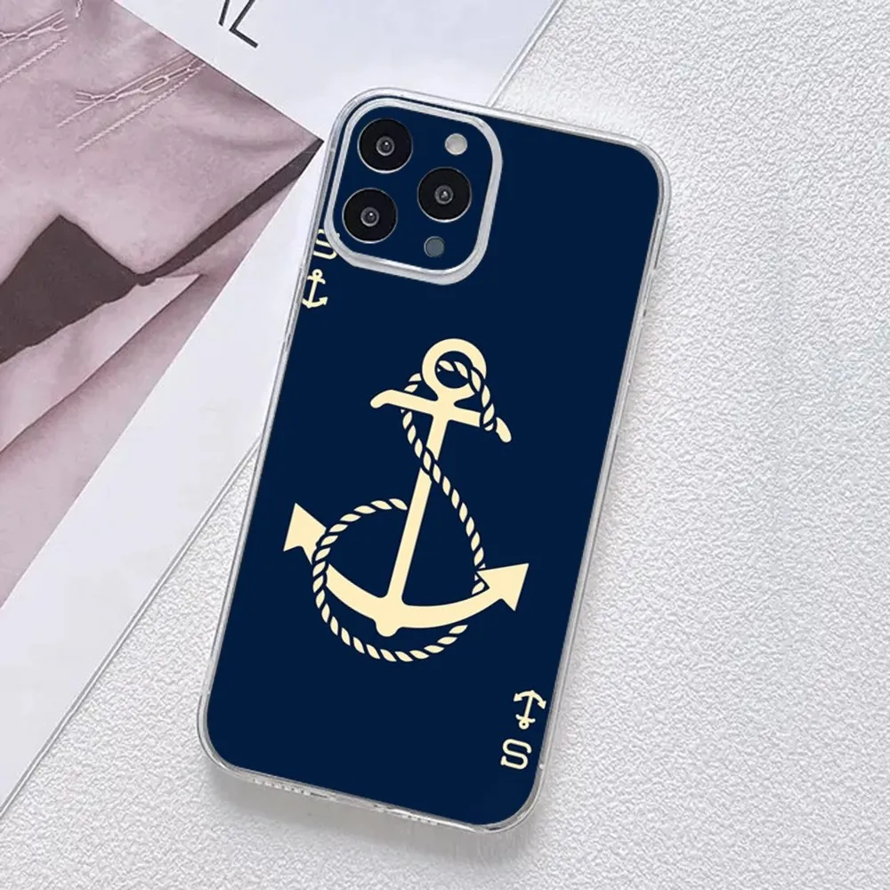 Чехол для телефона с якорем лодкой кораблем iPhone 11 12 Mini 13 14 15 Pro XS Max X 8 7 6s Plus 5 SE XR
