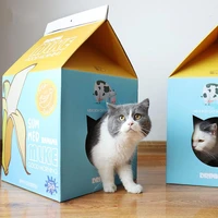wholesale carton cat house box corrugated case scratching board custom cute pet bed trainning indoor four season new arrival