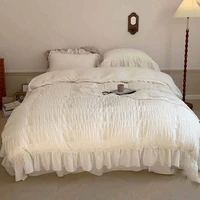 luxury sheet bedding set pure cotton duvet cover linen bed sheet set lotus leaf lace bed skirt double bed quilt cover pillowcase