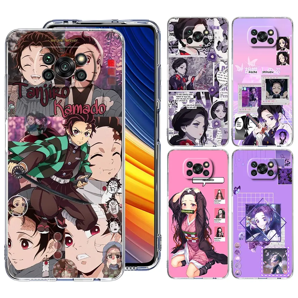 

Demon Slayer Anime Xiaomi Poco X3 Pro 5G F3 GT M3 M4 X4 Soft TPU funda Cover for Xiaomi Poco X3 NFC Capa Phone Case Shell Cell