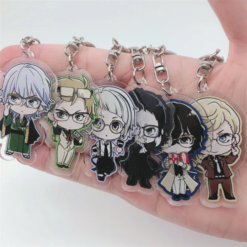 

Anime Bungo Stray Dogs Keychain Nakajima Atsushi Dazai Osamu Edogawa Rampo Cosplay Accessories Key Chain Pendant Cartoon Badge