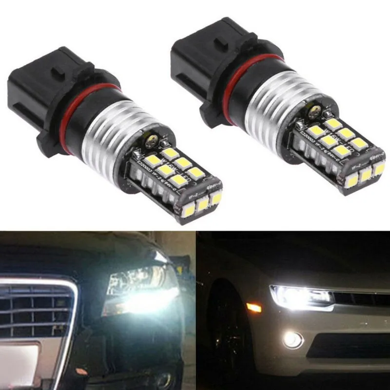 

2pcs P13W 2835 15LED Fog Lamp Canbus Daytime Running Light DRL Fog Bulb Driving Light Canbus Error Free 6000K White 12V DC