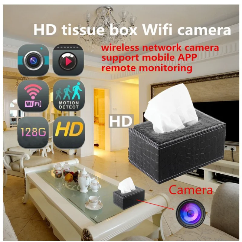 

1080P HD Mini Wirelless Camera Wifi Tissue Box Remote Monitoring Invisible Cam Smart Home Security Surveillance Kamera For Baby