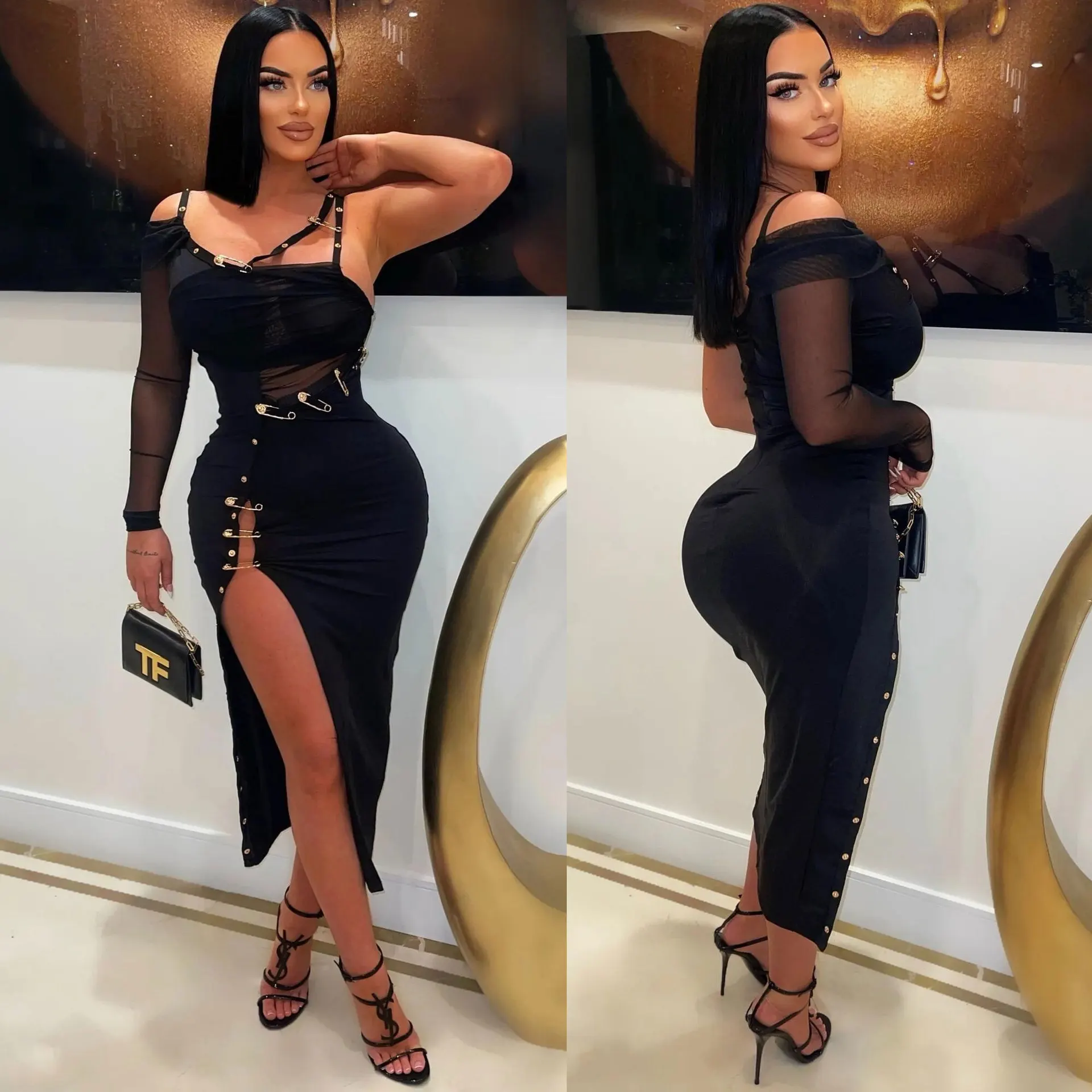 

2023 Dashiki African Solid Sexy Women Dress Ladies Sleeveless High Waist Party Dresses Vestidos Hollow Out Sling Evening Slim