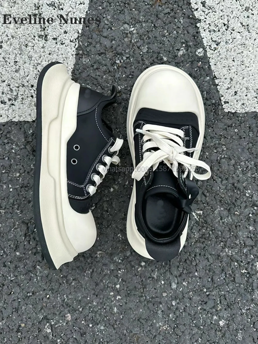 Женские туфли-брюки на платформе с перекрестной шнуровкой круглым носком