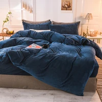 pure color duvet cover winter warm crystal velvet quilt cover pillowcase double bed set twin queen king duvet cover 220x240