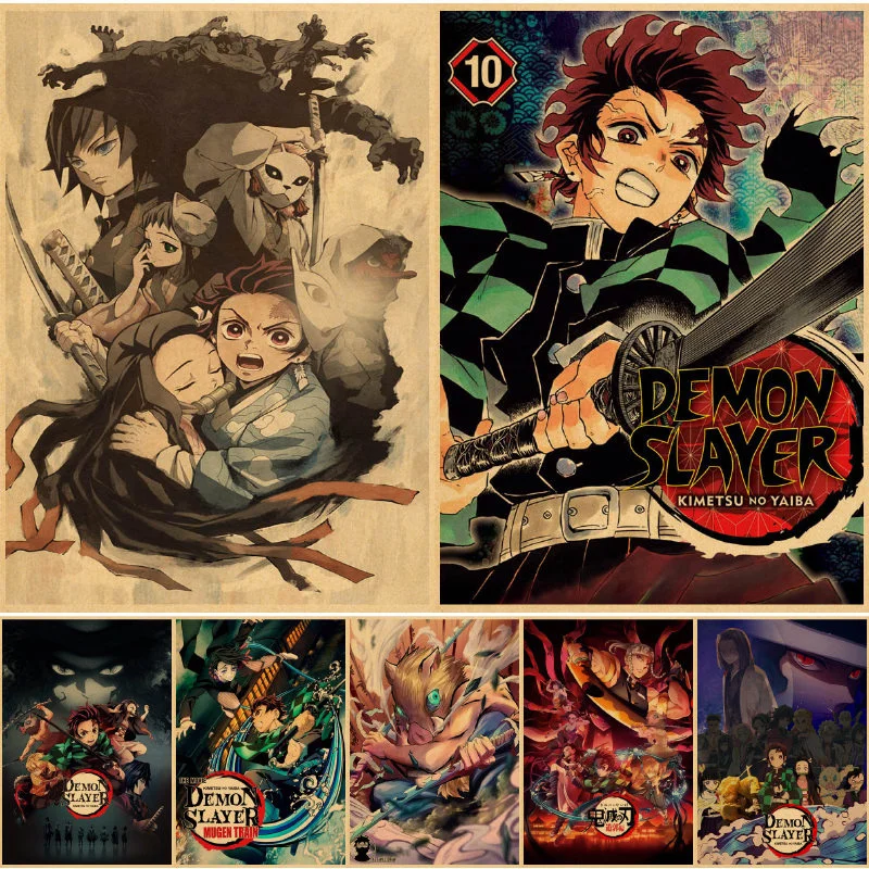 

Demon Slayer Kimetsu No Yaiba Wall posters pictures decor house bedroom poster vintage obraz affiche murale Wall posters