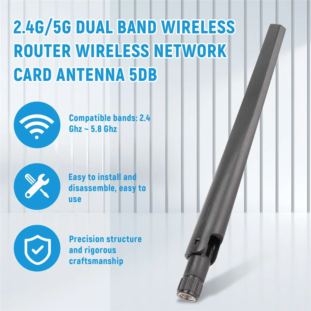3 PCS New Metal WiFi Antenna of RP-SMA Interface with 5DBi 2.4G/5G Dual-Band Wireless Wifi for ASUS RT-AC68U