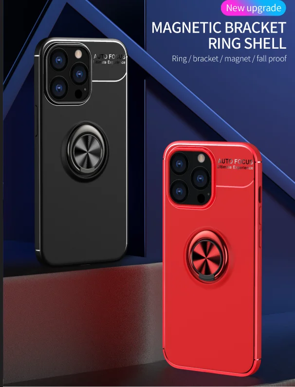 

Shockproof Phone Case for iPhone 14 13 12 Mini 11 Pro Max 6S 7 8 Plus XR Xs Coque Luxury Car Magnetic Ring Holder Back Cover