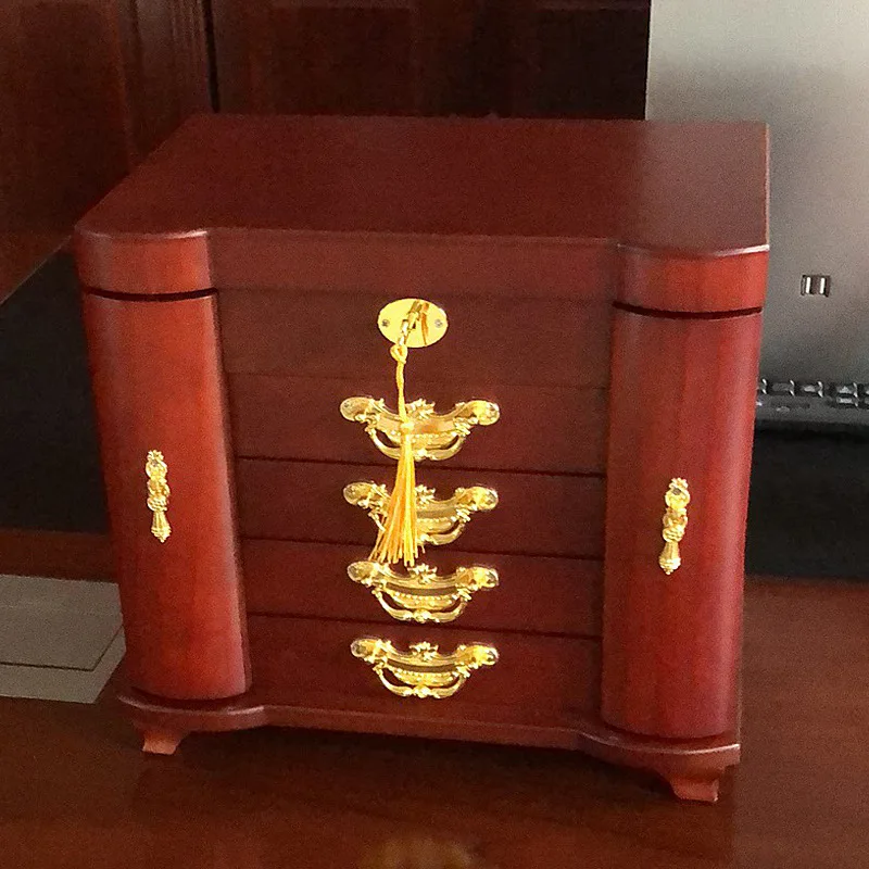 Multi Layer Jewelry Box Storage Organizer Case Large Capacity 360 Wood with Lock Luxury Storage Box Jewelry Drawer Mirror Gift