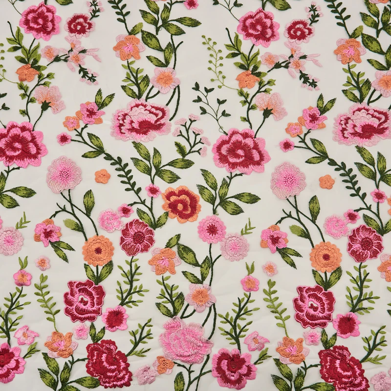 

3 Yards Colour Profusion Mesh Embroidered Lace Fabric For Dress Stoffen Tela Para Bordar Tissus Au MÈTre Ткань Для Sewing Africa