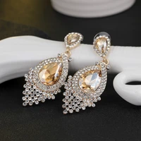 luxury tassel artificial rhinestone earrings fashion ladies glamour water drop pendant earrings jewelry