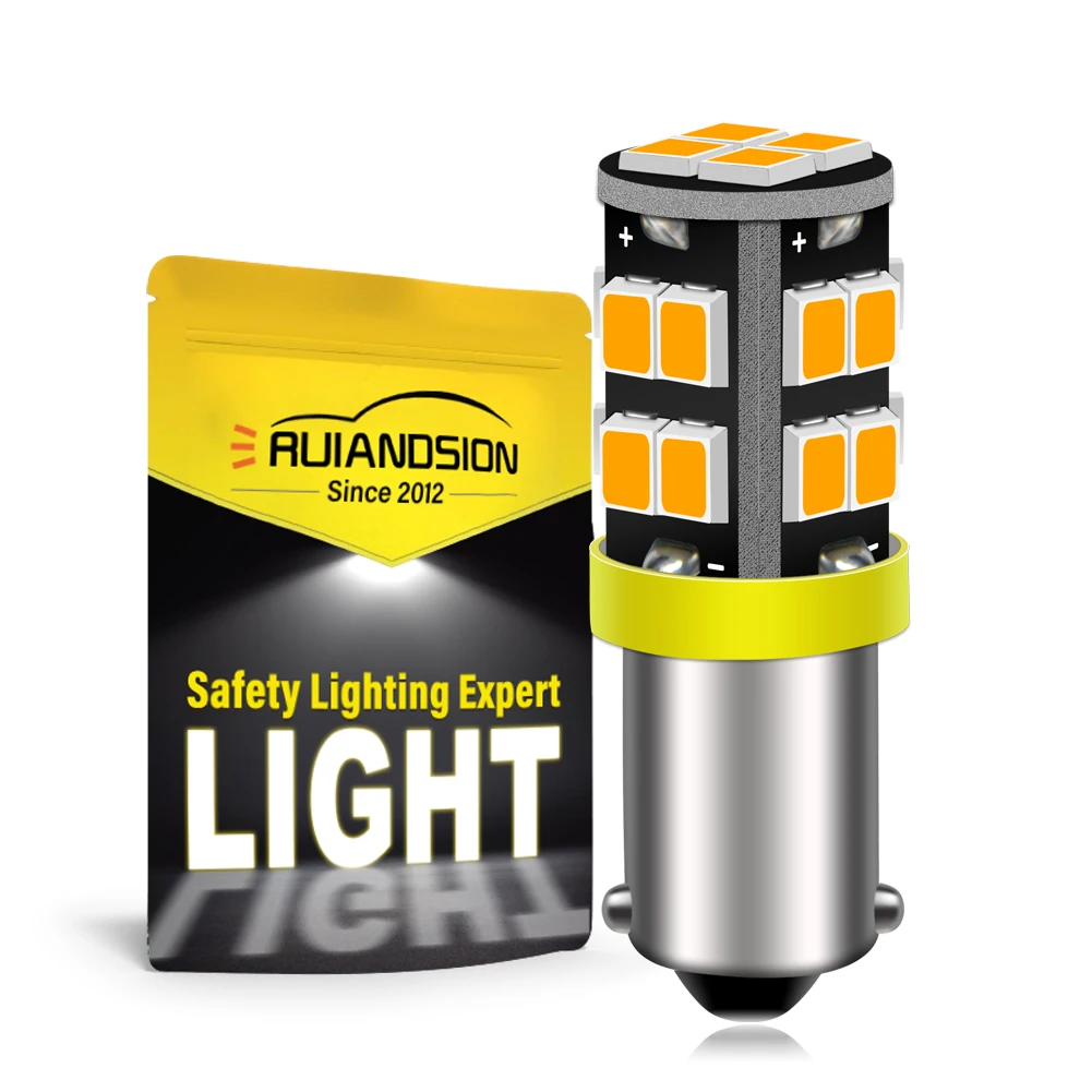 Ruiandsion 2 шт. BA9S BAX9S BAY9S BAW9S светодиодный индикатор 12 В желтый 2835 чип для салона автомобиля купольный светильник для чтения багажника 800LM