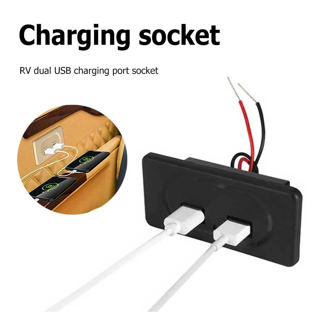 

Camper Charger Outlet Dual USB Output Ports Power Sockets 3.1A Car Charging Spare Parts Black for Van RV Caravan Motorhome Yacht