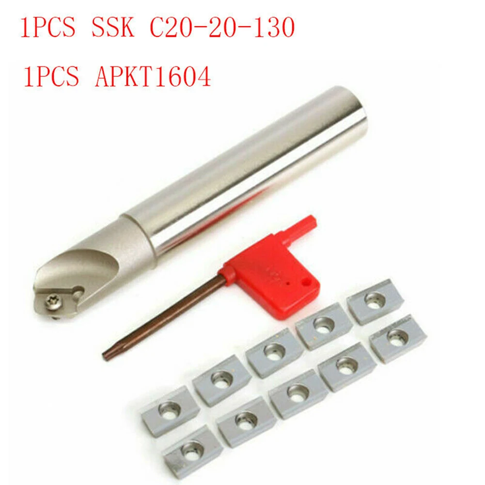 

SSK C20-20-130 20mm Indexable Chamfer End Mill Cutter With 1Pcs APKT1604 Inserts Milling Cutter End Mill Drill Chamfering Tools
