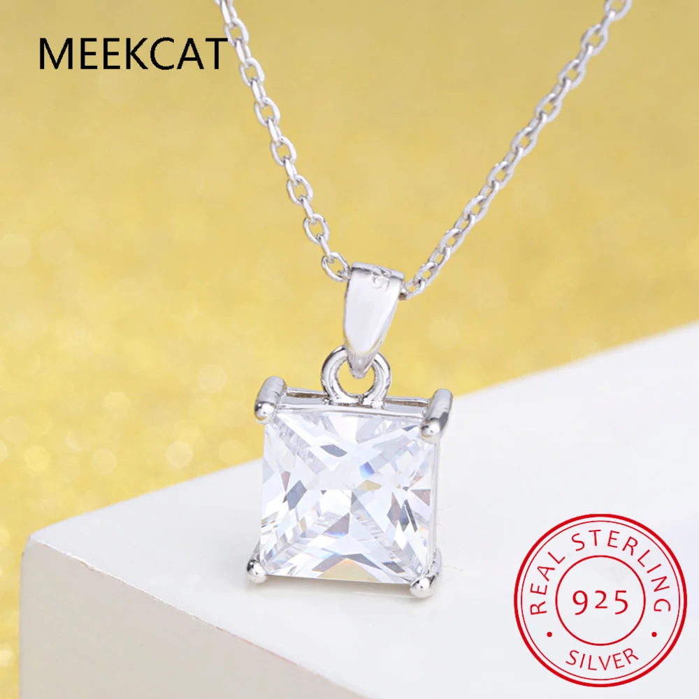 1 2 карата 9*9 мм кулон с муассанитом огранки принцессы для женщин ожерелье из
