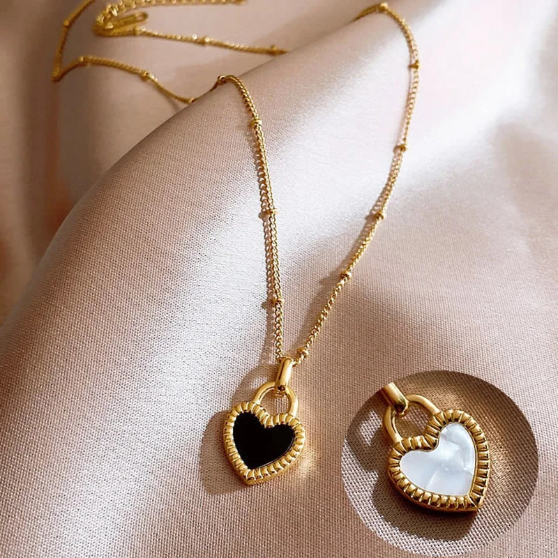 

2023 Vintage Double Sided Heart Pendant Necklace For Women Girl Clavicle Chain Choker New Fashion Trendy Jewelry Gift Party