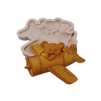 bear flying a plane silicone mold fondant candy chocolate mould epoxy resin molds diy homemade cake decorate kitchen accessories