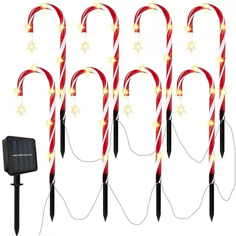 

Solar Candy Cane Lights Funny Christmas Cane Lights 8 Cool Lighting Modes Automatically Turn On At Night For Yard Pathway Garden