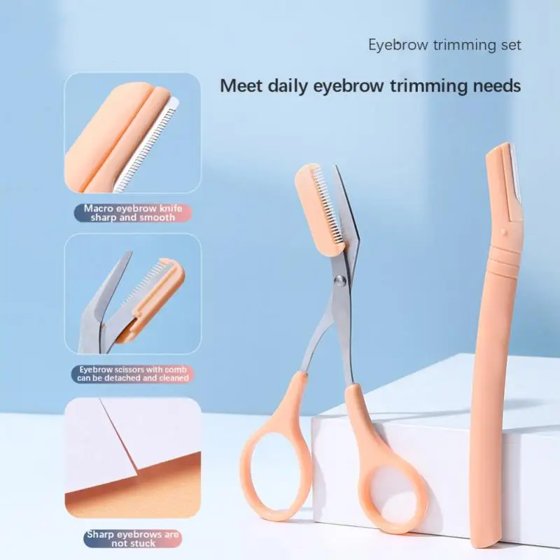 

3/1pcs Face Eyebrow Trimmer Scissors Stainless Steel Eyebrow Shaping Shaver Grooming Brow Hair Remove Razor Women Makeup Tools
