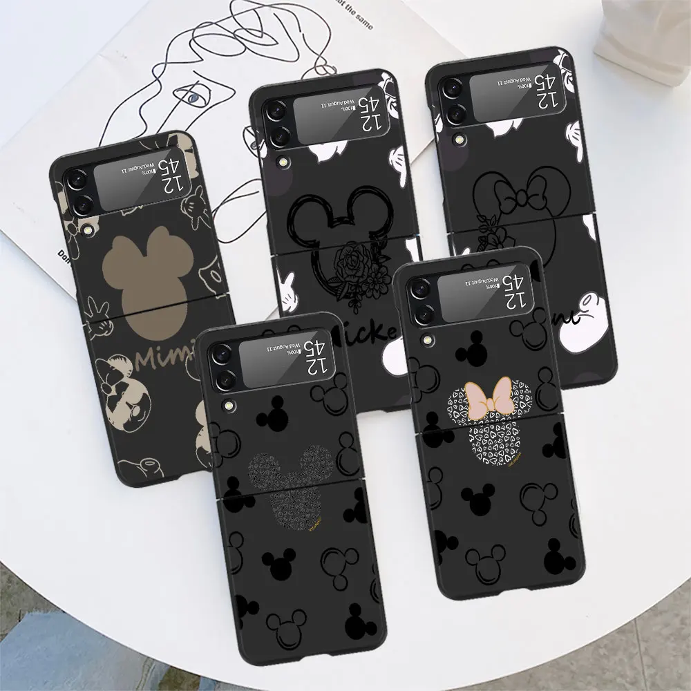 

Mickey Minnie Logo Couple Funda for Samsung Galaxy Z Flip 3 4 5G Case Flip4 Flip3 Black Hard PC Zflip4 Protective Phone Cover
