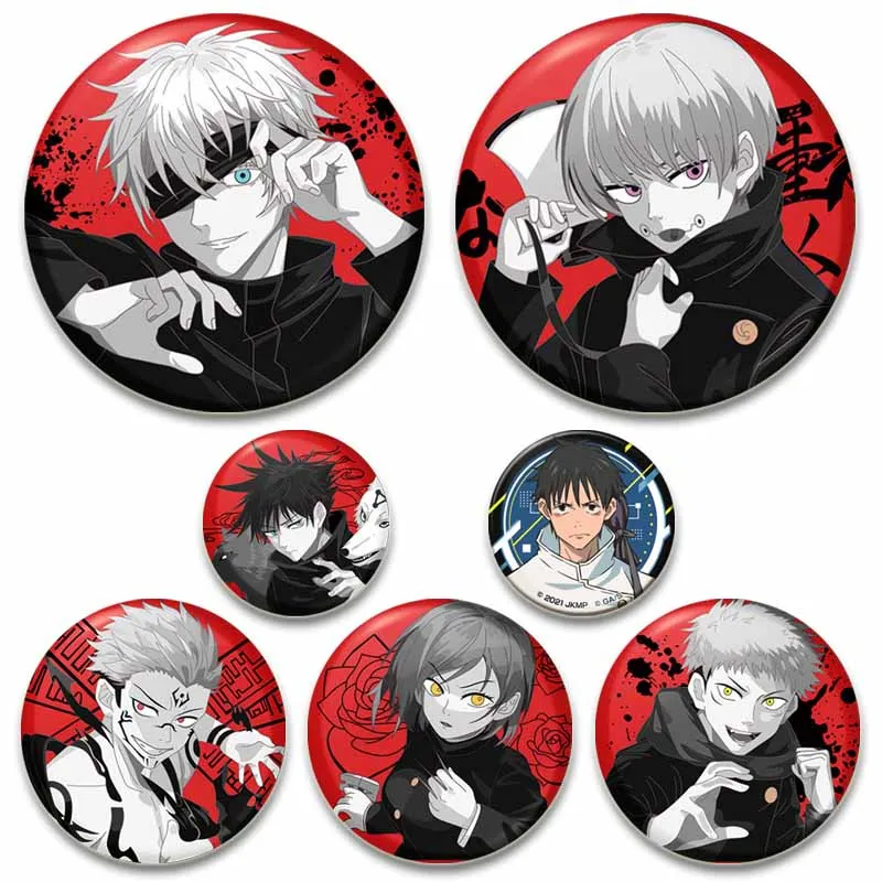 

Japanese Anime Icons Jujutsu Kaisen Enamel Pin 58mm Round Brooches Backpack Collar Cute Badge Lapel Pins Brooch Jewelry Gifts