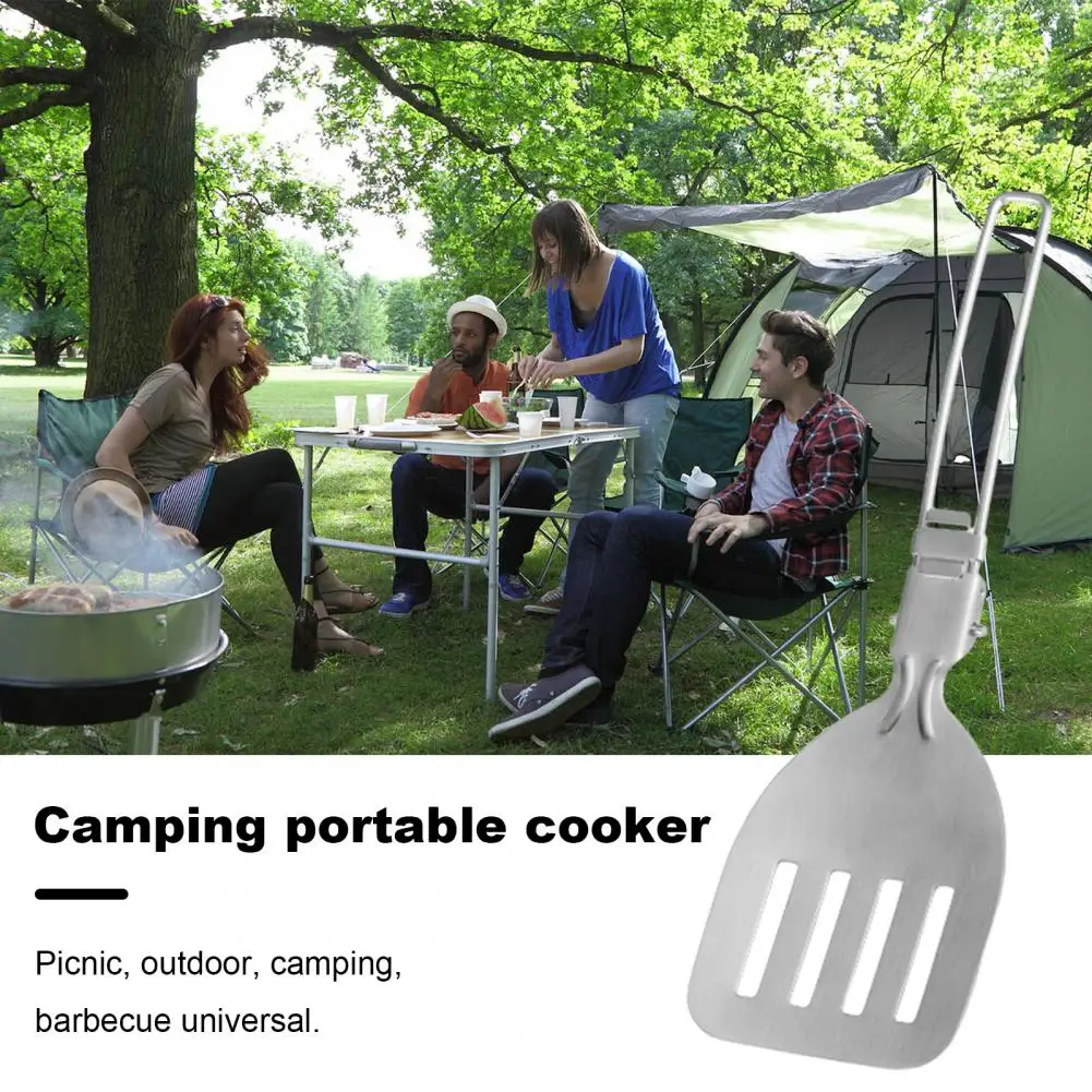 Нержавеющая сталь посуда для кемпинга термостойкая складная ручка лопаточка