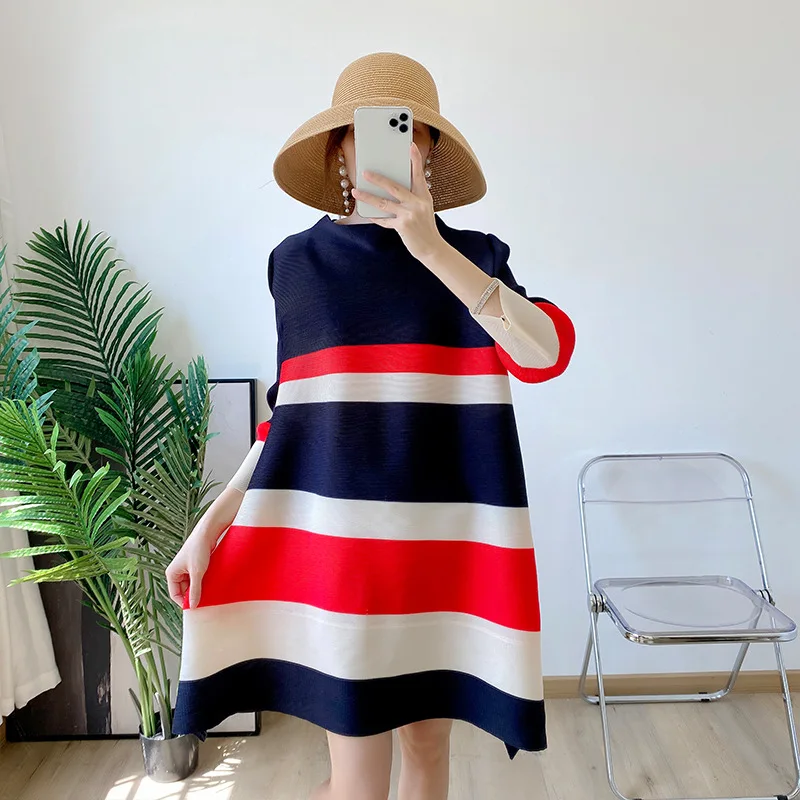 

Fold 2022 New Summer Fashion Aging French Dress Design Sense Of Minority Color Matching Dress