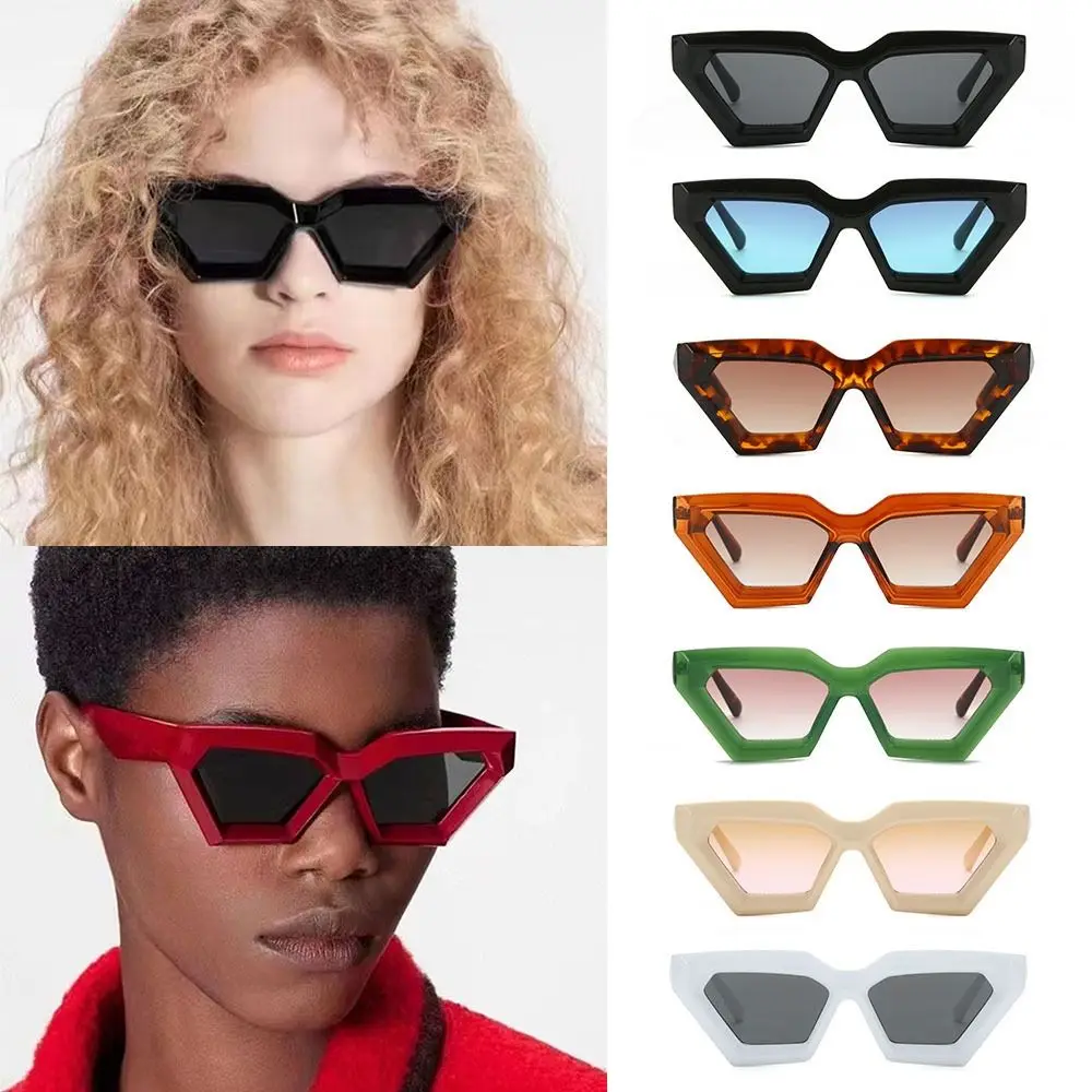 

Винтажные многоугольные солнцезащитные очки «кошачий глаз», футуристические Квадратные Солнцезащитные очки в толстой оправе, трендовые ж...