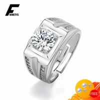 trendy men ring 925 silver jewelry zircon gemstone open finger rings for male wedding engagement anniversary party accessories