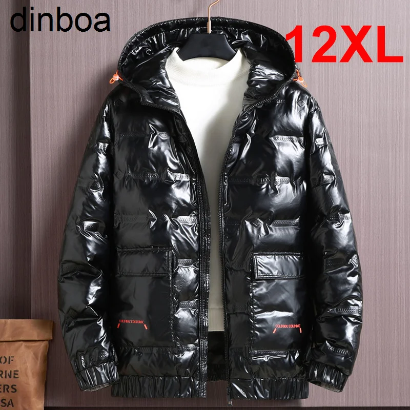 

Men's Padding Winter Parka 12xl Plus Size Jackets Men Thickened Warm Hooded Coats Male Outerwear Large Size Men Glossy Jacket