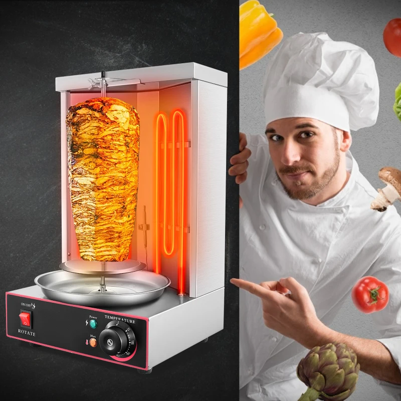 kebab machine electric vertical broiler gyro grill machine with temperature adjustment switch stainless steel 2 burners 50 300°c free global ship