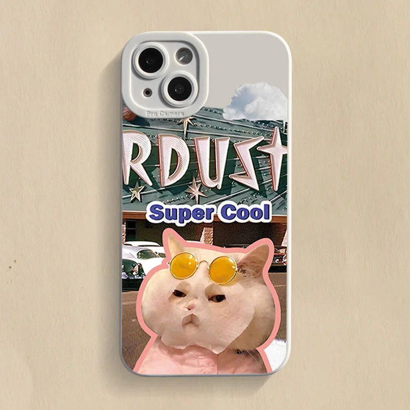 Cute Cat Animal Funny Cartoon Phone Case For iPhone 14 13 12 11 Pro Max X XR XS Shockproof Protective Cover Ins Fundas