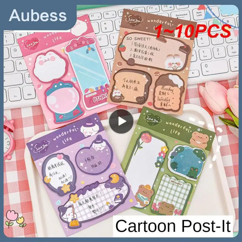 

1~10PCS 60sheets Sticky Notes Cute Cartoon Colorful Memo Pad Ins Kawaii Stationery Posted Tabs Its Memo Message Paper School