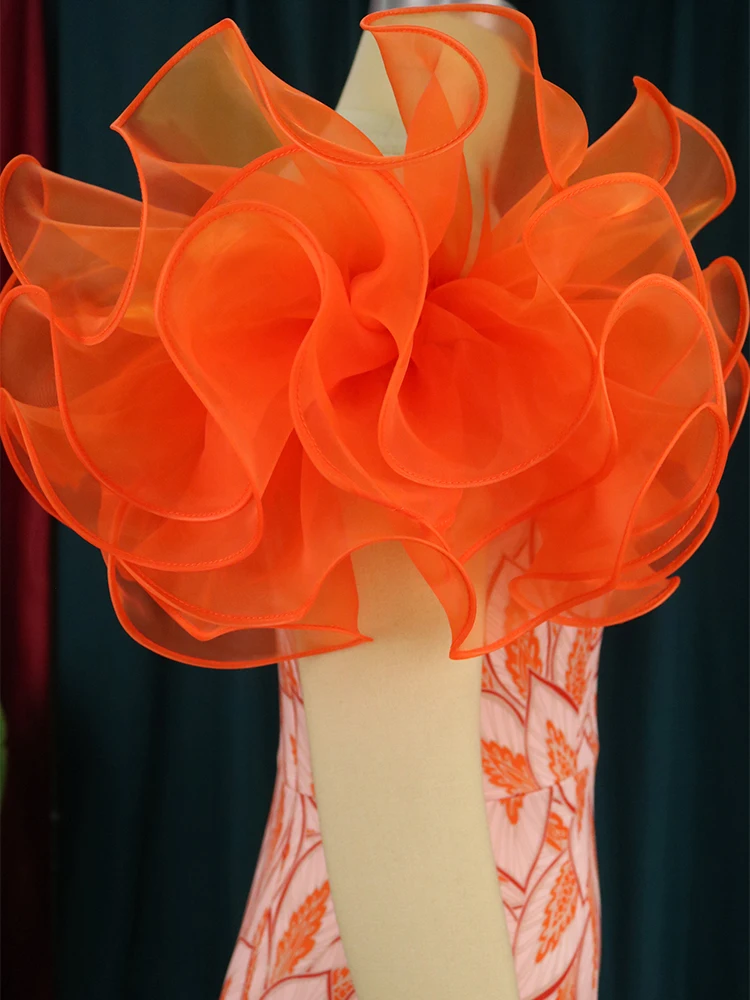 2023 New in Women Summer Printed Midi Dresses Formal Bare Shoulder Puffy Flare Leaf Stretch Sexy Evening Party Pencil Dresses