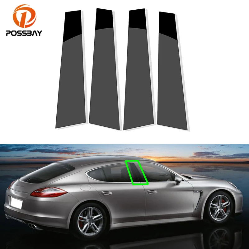 

Car Window Pillar Posts Cover Trim B Column Sticker Glossy Piano Black for Porsche Panamera 2009-2016 Accessories Exterior Parts