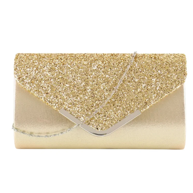 European and American fashion diagonal grab bag sequins PU leather magnetic buckle glitter Ladies party dinner clutch