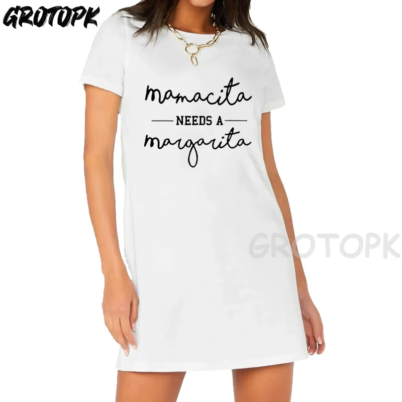 

Mamacita Needs A Margarita Dresses for Women 2022 Summer Fashion Casual Harajuku Women's Dresses Short Sleeve Hiphop Dresses