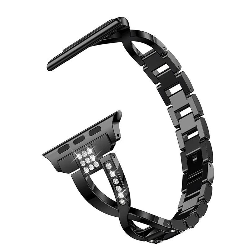 Diamond For Apple Watch band 45mm 41mm 44mm 40mm stainless steel strap Iwatch series 7 6 5 4 3 SE 42mm 38mm wrist belt bracelet