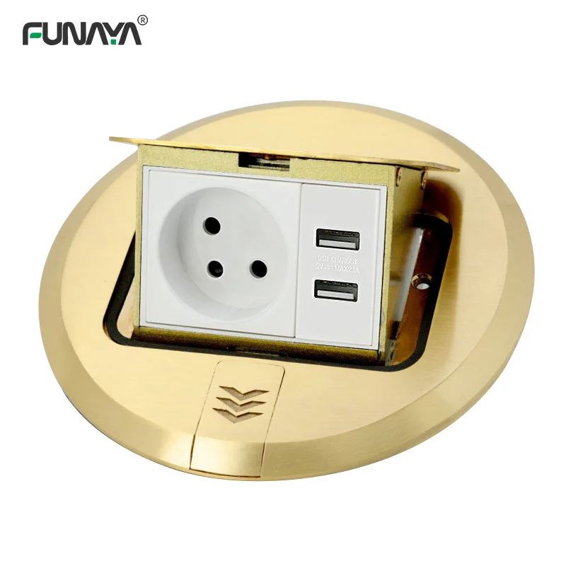 

Israel Pop Up Socket 1 outlet with USB rj45 network Floor Plug Hidden Waterproof Damping Elastic Floor Plug Desktop Gold Socket