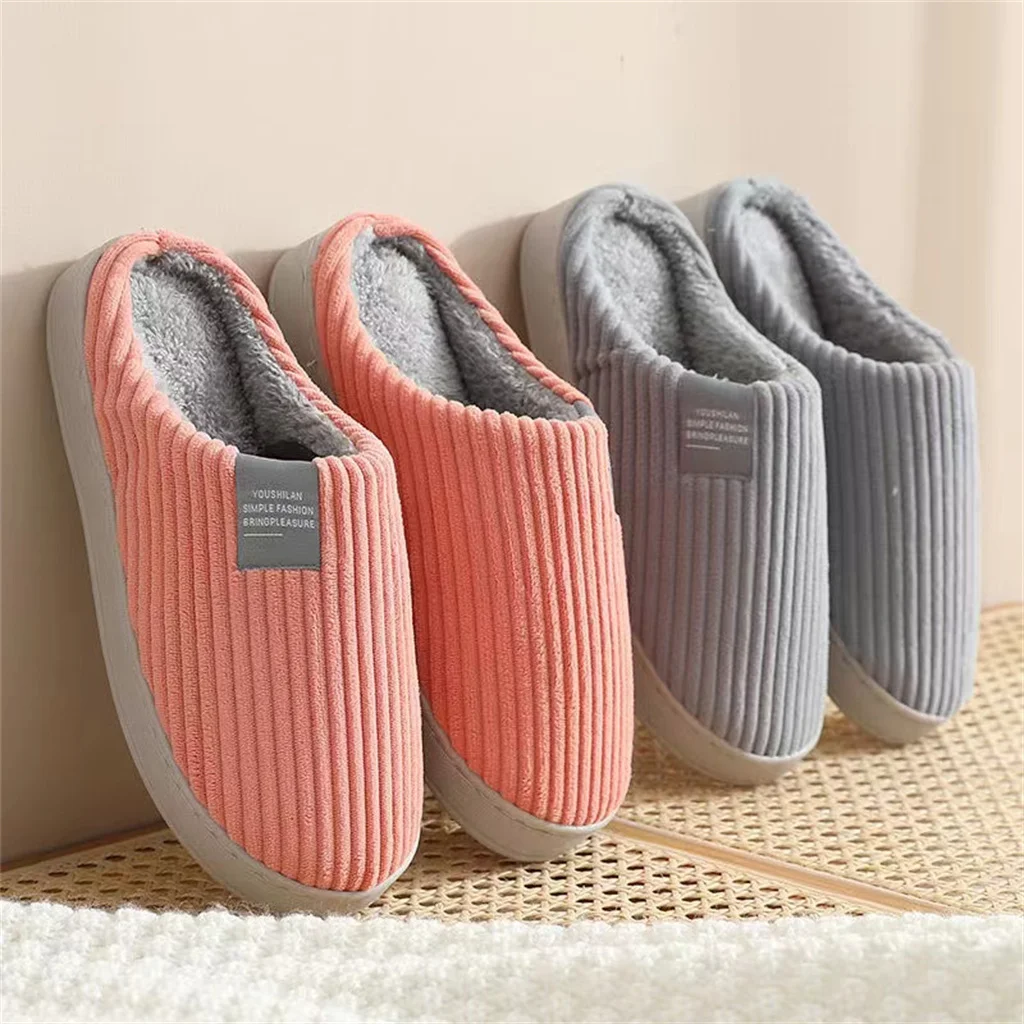 

Couple Winter Warm Shoes Slippers 2022 Plush Indoor Home Platform Flat With Shoes For Women Men Thick Non-Slip Zapatillas Female
